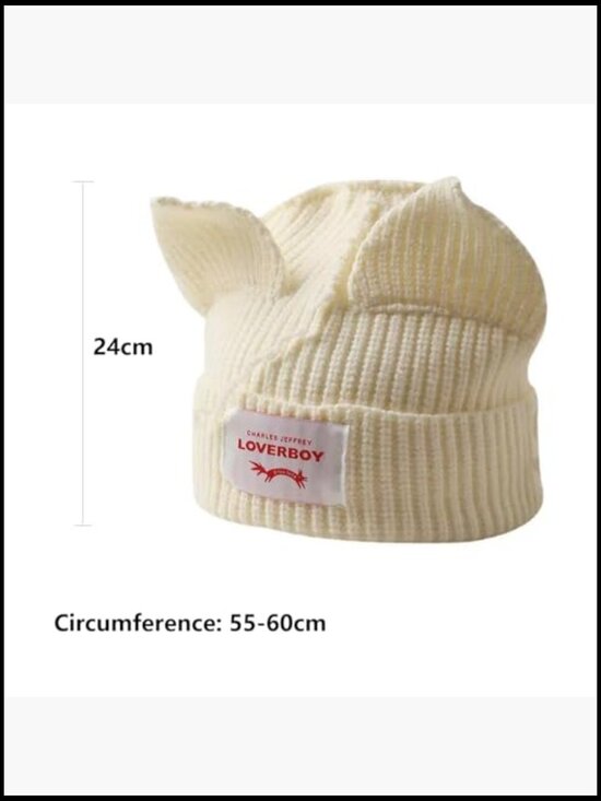 Knitted Slouchy Beanie Hat with Cute Bunny Ears, Crochet Winter Warm Hat for main image 6